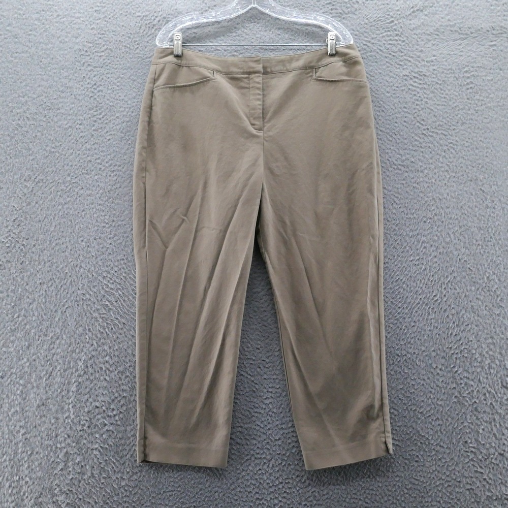 Chicos Fabulously Slimming Tan Crop Pants Women Size 2 US 12 Stretch Cotton